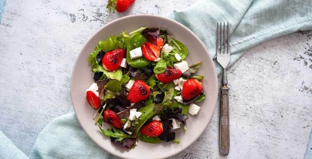 fresh green salad with strawberry