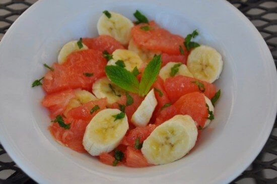 Grapefruit and Banana topped with Honey