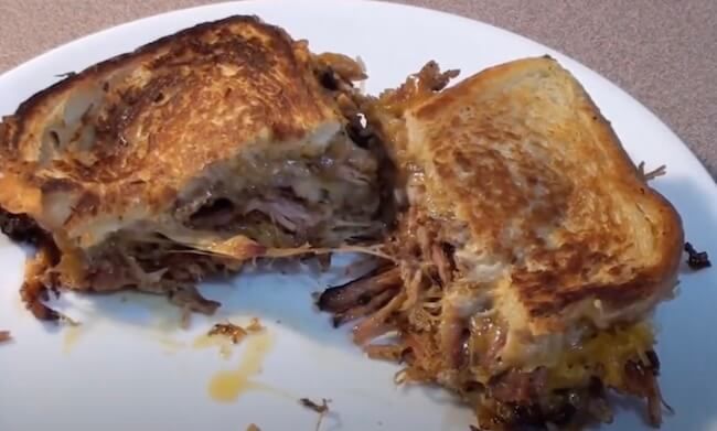 Leftover Pulled Pork Grilled Cheese Sandwich