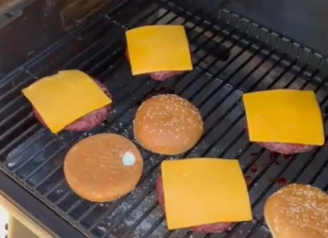 Smoking the burgers