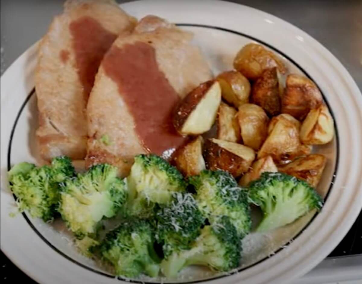 pork in wine and roasted potato recipe